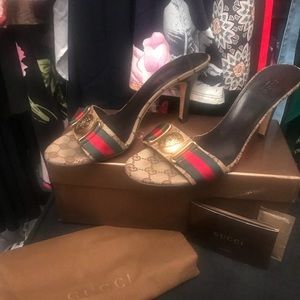 Authentic Gucci Monogram Slide Heels